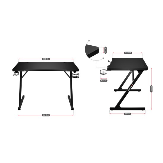 Huzaro Hero 1.8 Gaming Desk Black