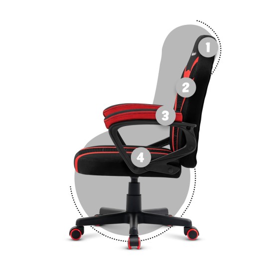 HUZARO RANGER 1.0 Red Mesh Children's Gaming Chair