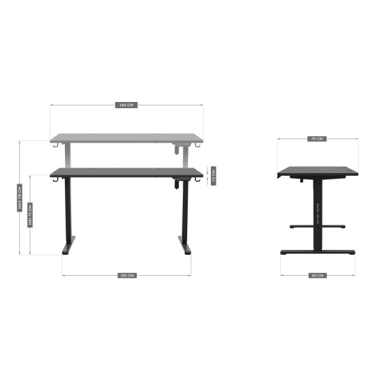 Electric desk 140 x 70 cm Mark Adler Leader 7.4 Black