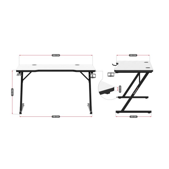 Huzaro Hero 2.5 White Gaming Desk