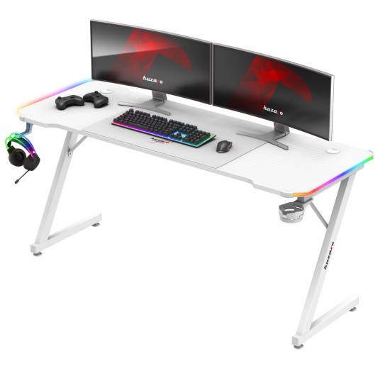 Huzaro Hero 4.8 RGB White gaming desk