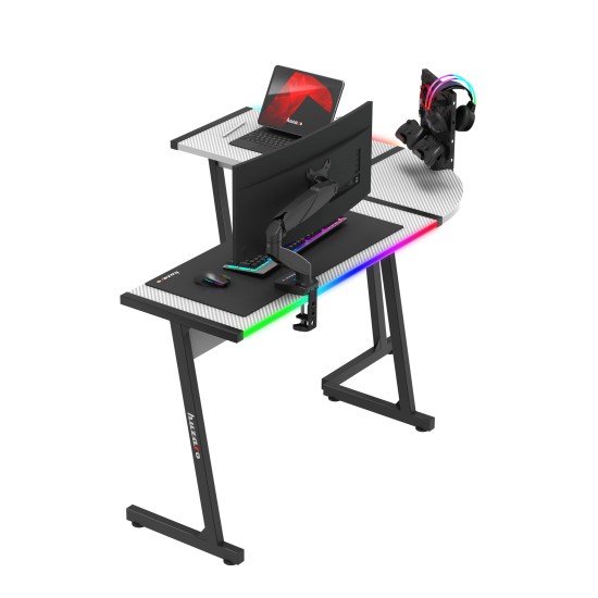 HUZARO Hero 6.0 White RGB LED Gaming Desk