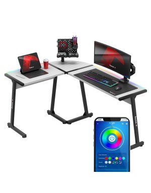 HUZARO Hero 6.0 White RGB LED Gaming Desk