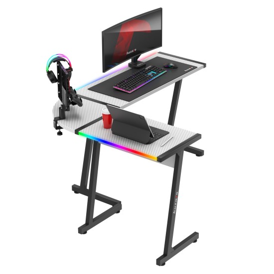 HUZARO Hero 6.0 White RGB LED Gaming Desk