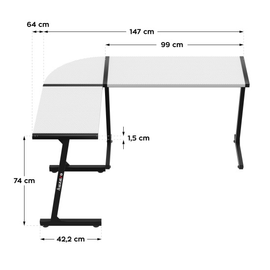 HUZARO Hero 6.0 White RGB LED Gaming Desk