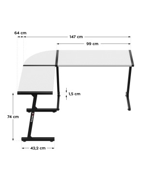 HUZARO Hero 6.0 White RGB LED Gaming Desk