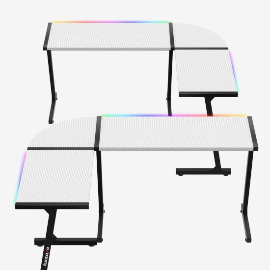 HUZARO Hero 6.0 White RGB LED Gaming Desk