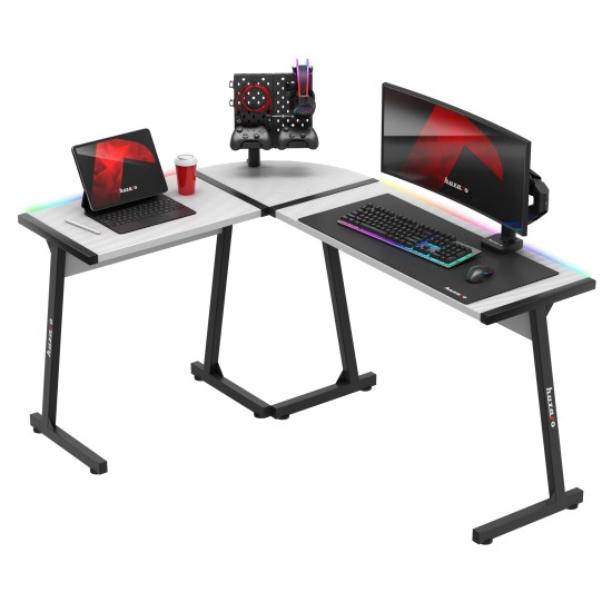 HUZARO Hero 6.0 White RGB LED Gaming Desk