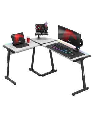 HUZARO Hero 6.0 White RGB LED Gaming Desk