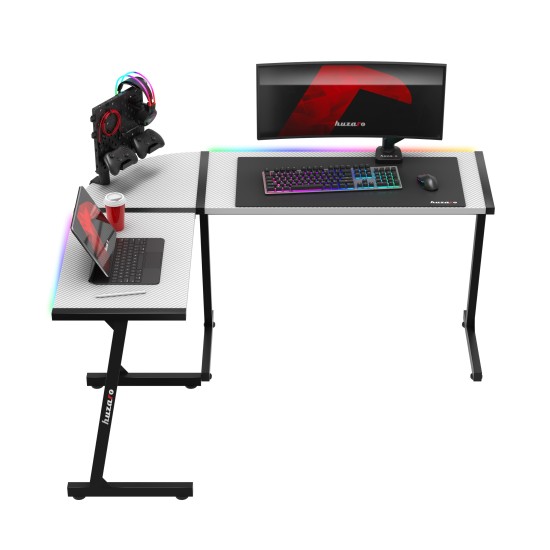 HUZARO Hero 6.0 White RGB LED Gaming Desk