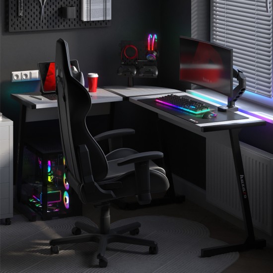 HUZARO Hero 6.0 White RGB LED Gaming Desk