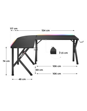 HUZARO Hero 6.3 RGB LED Gaming Desk