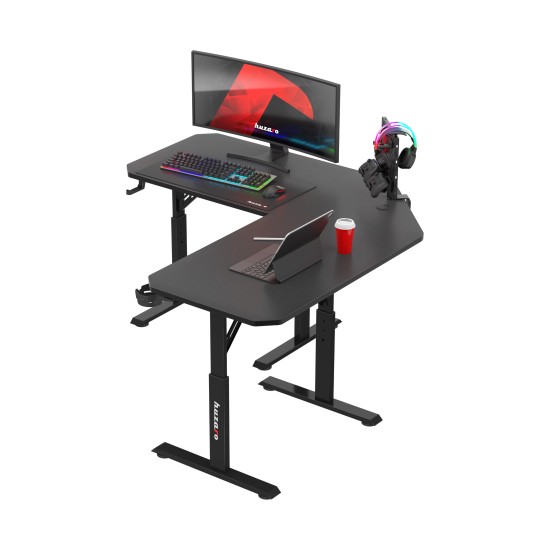 Huzaro Hero 7.3 Black corner desk with height adjustment