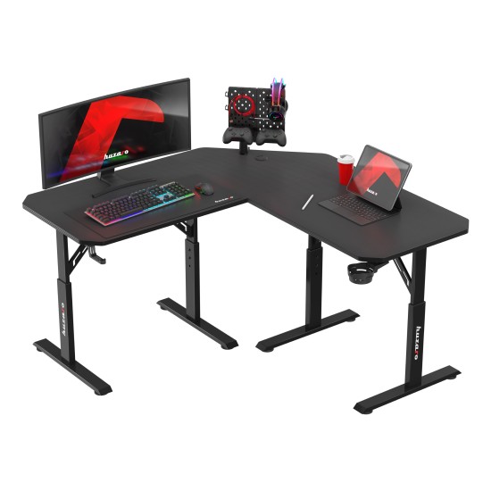 Huzaro Hero 7.3 Black corner desk with height adjustment