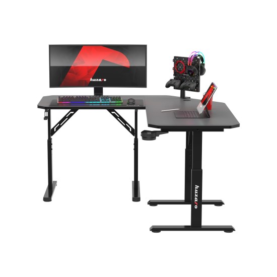 Huzaro Hero 7.3 Black corner desk with height adjustment