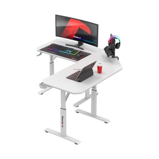 Huzaro Hero 7.3 White corner desk with height adjustment