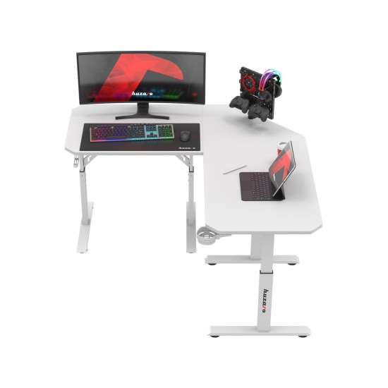 Huzaro Hero 7.3 White corner desk with height adjustment