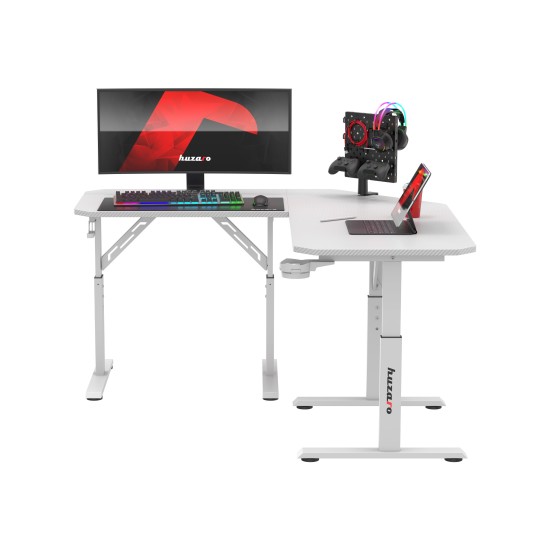 Huzaro Hero 7.3 White corner desk with height adjustment