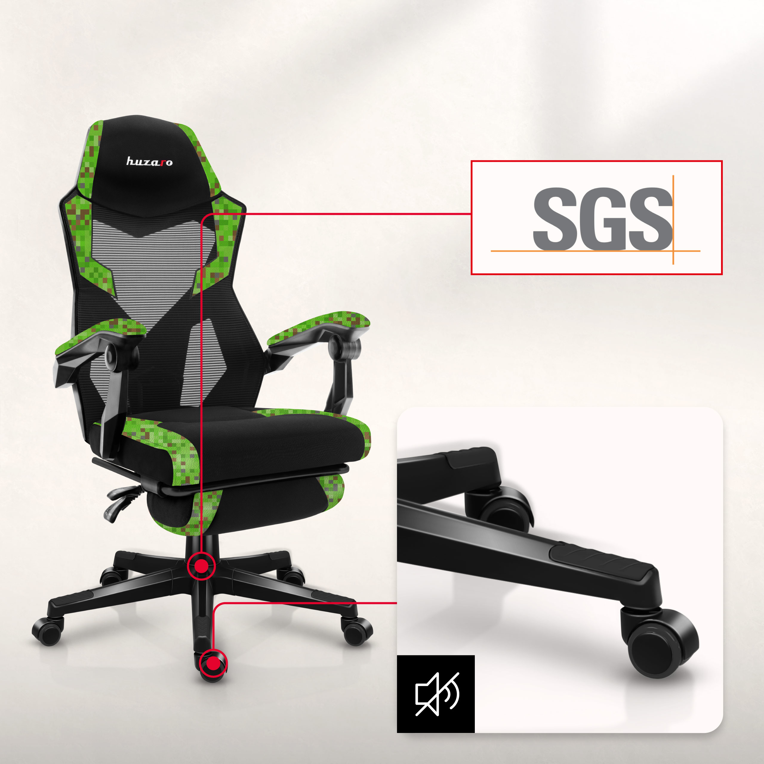 Wheels of the Huzaro Force 7.6 grey chair