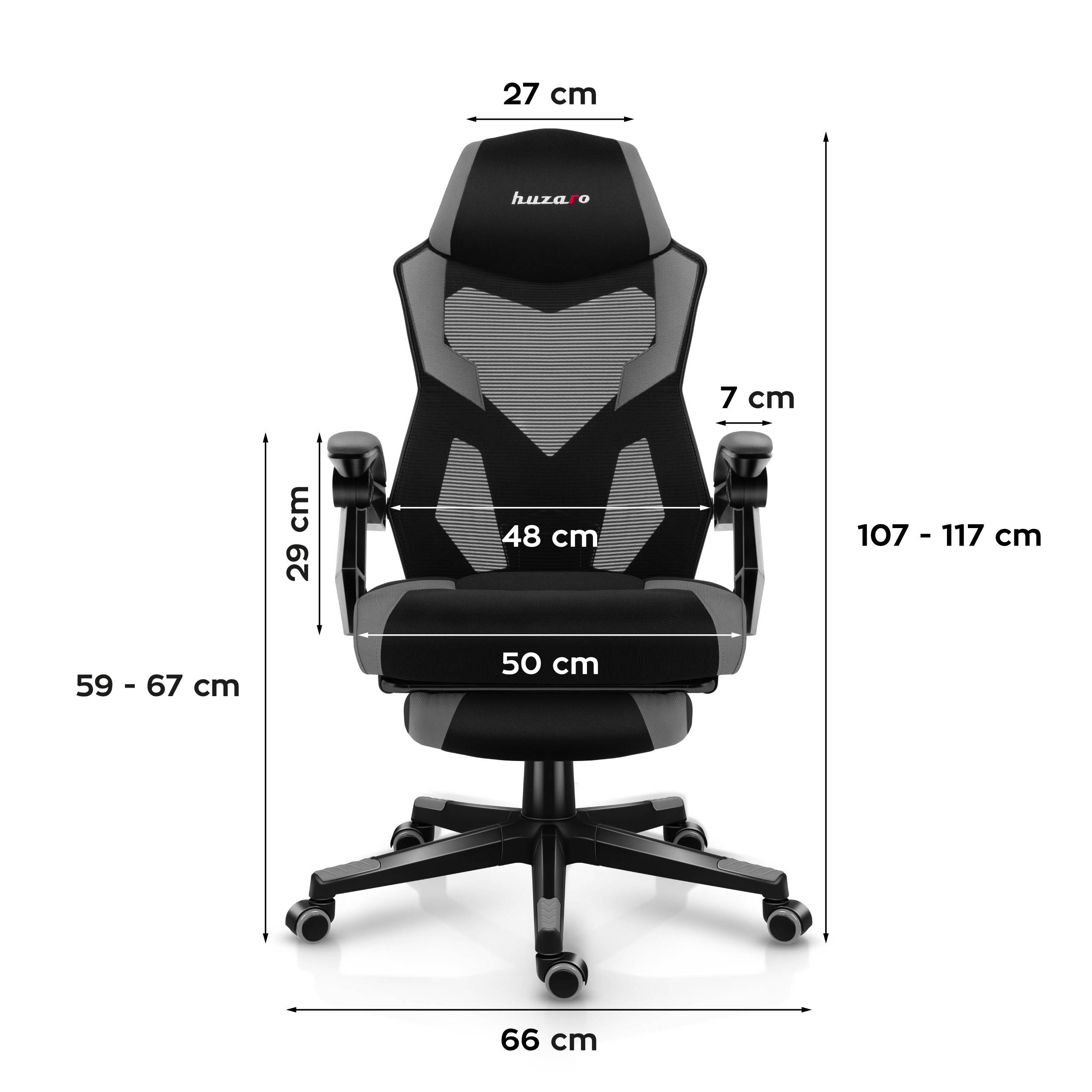 Dimensions of the Huzaro Force 7.6 Grey chair