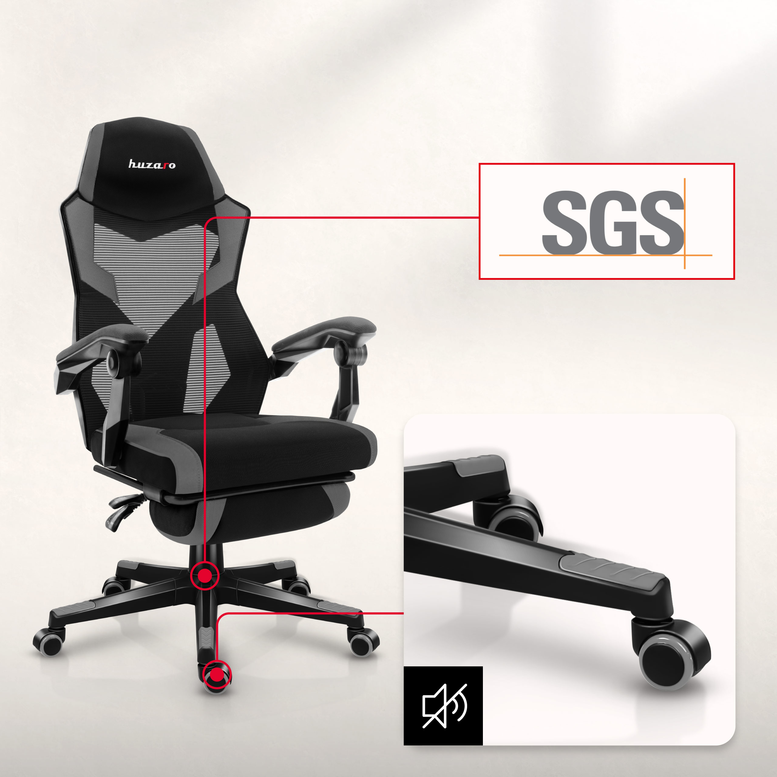 Wheels of the Huzaro Force 7.6 grey chair