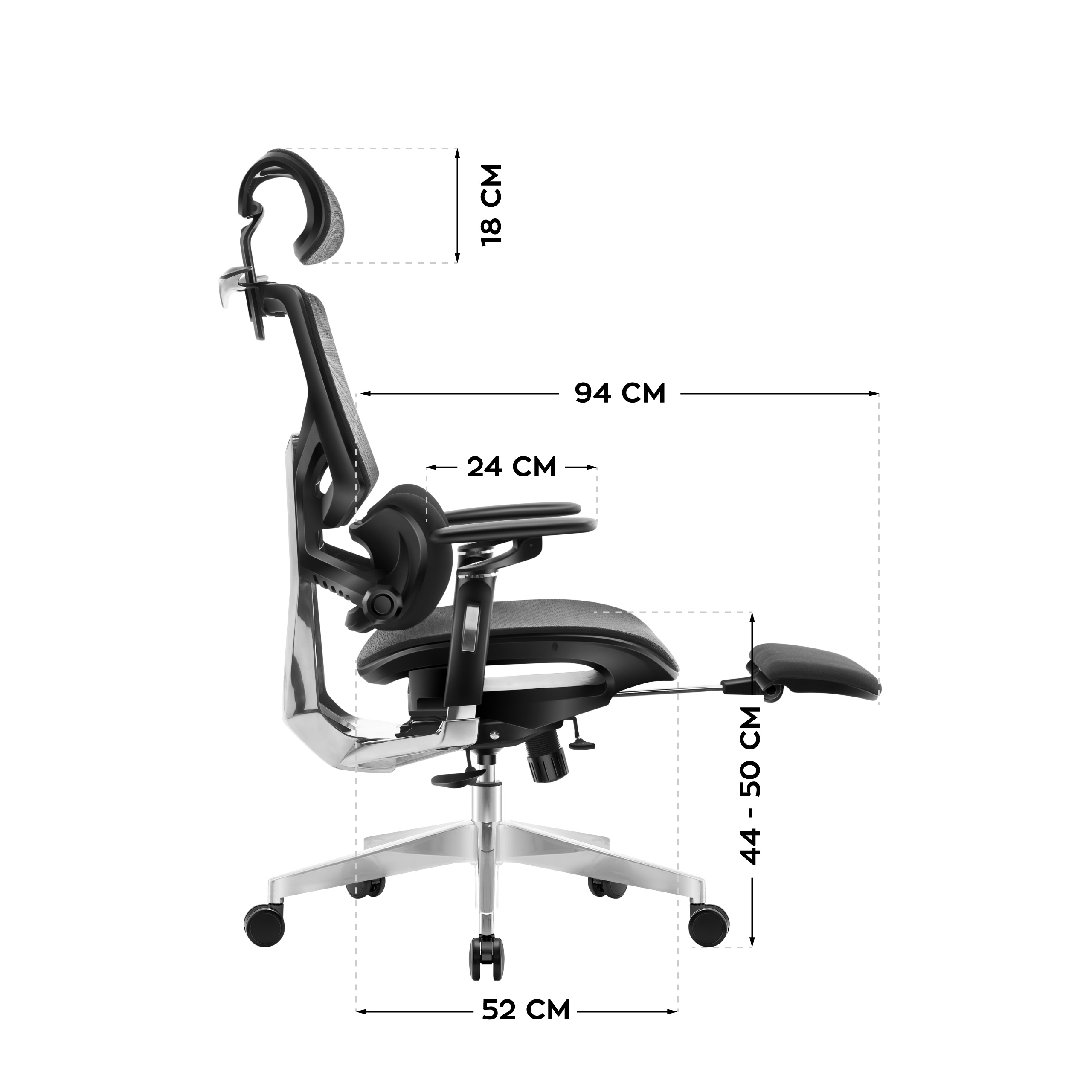 Maße des Bürostuhls Mark Adler