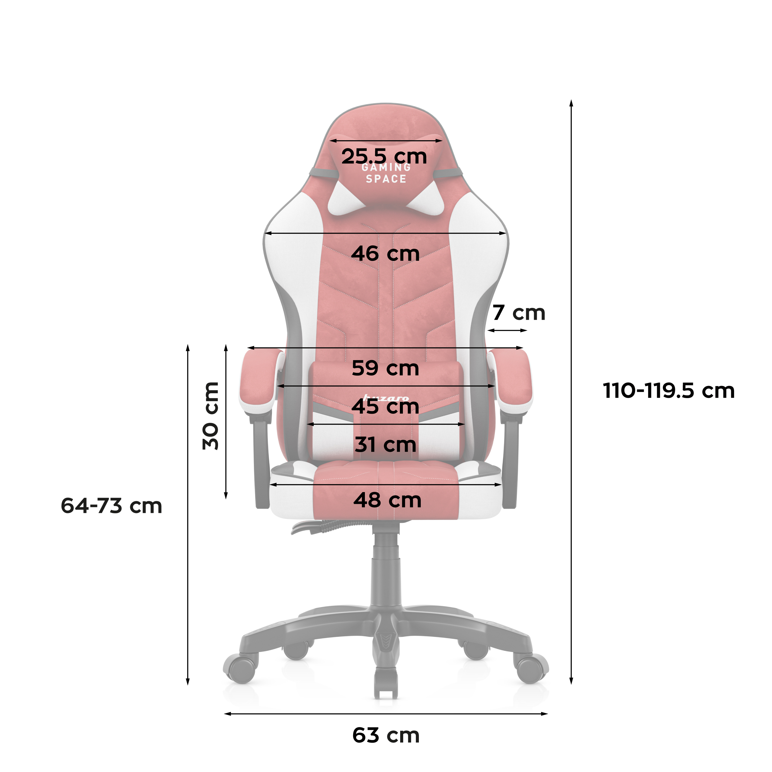 Dimensions of the Huzaro Force 7.6 Grey chair