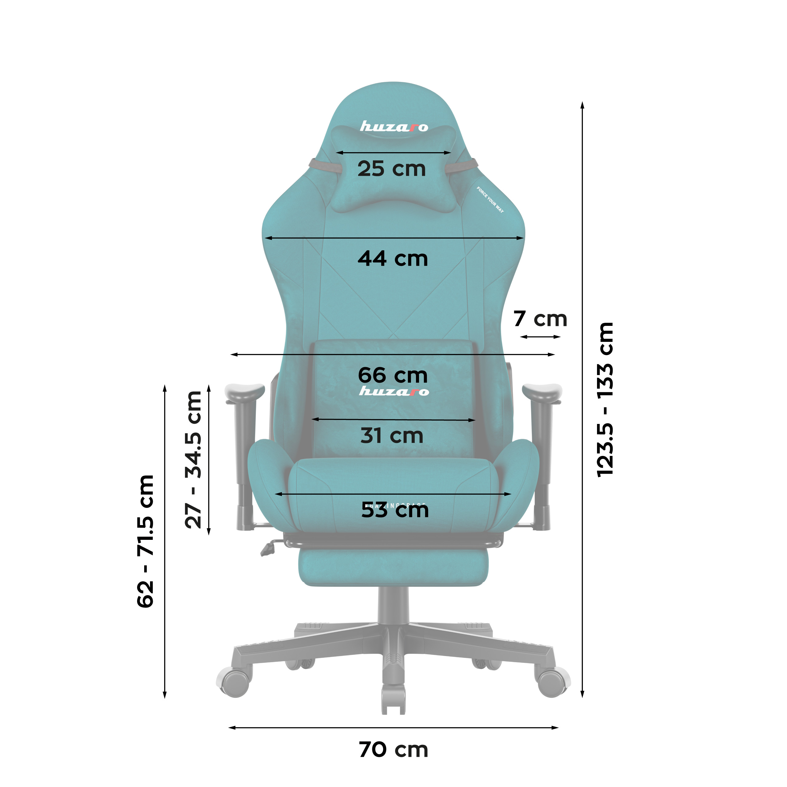 Dimensions of the Huzaro Force 7.6 Grey chair