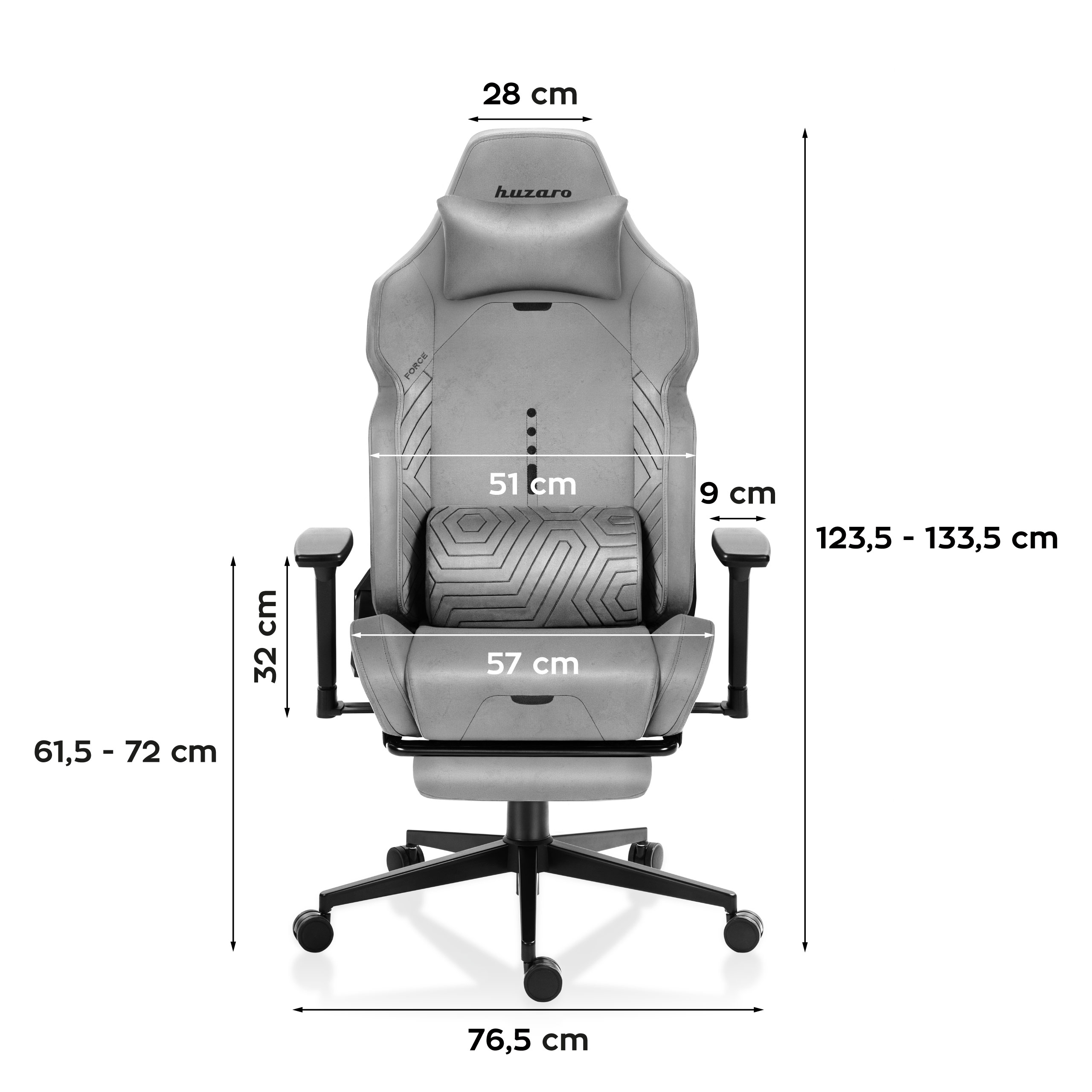 Dimensions of the Huzaro Force 7.6 Grey chair
