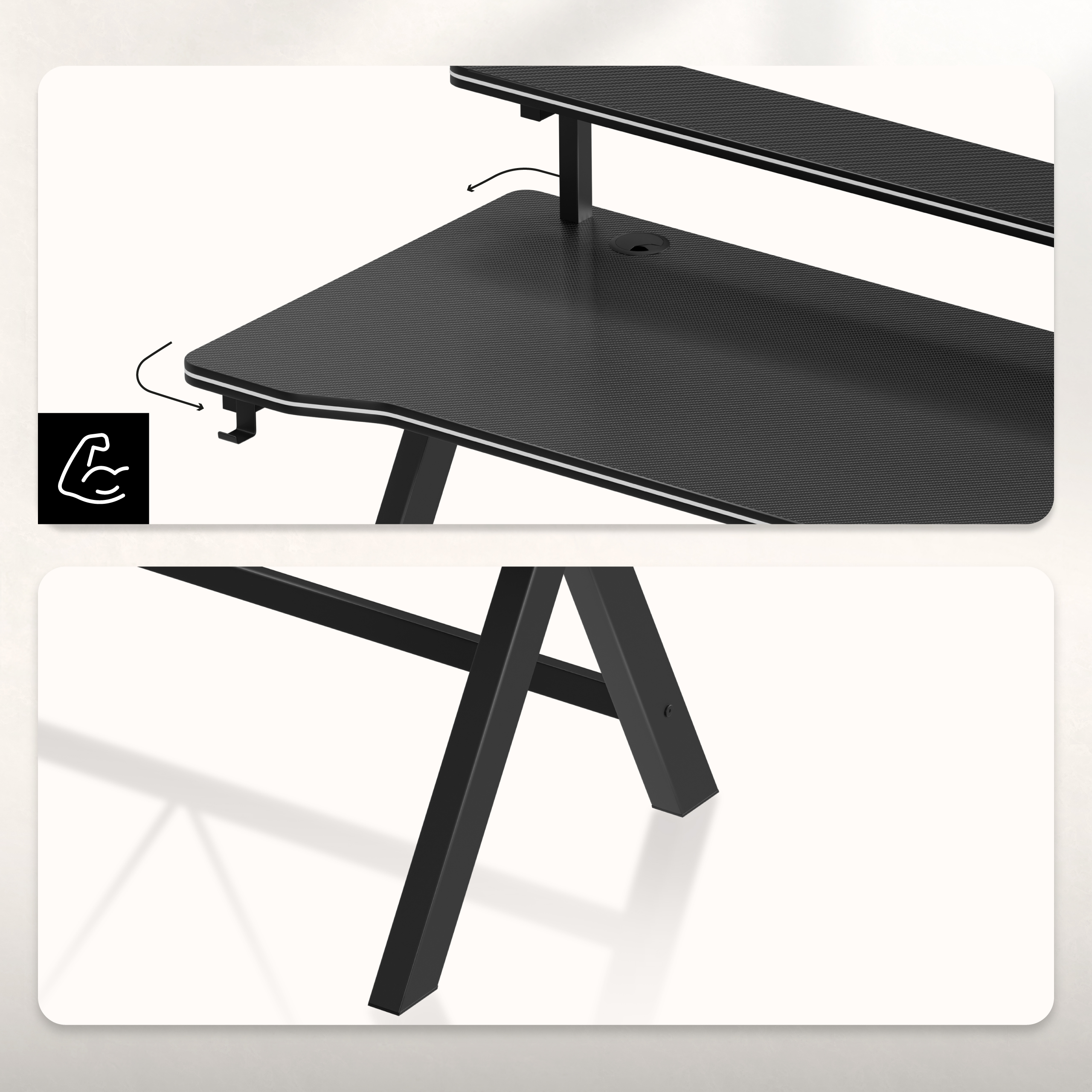 Motorized height adjustment on the Mark Adler Leader 7.0 White desk
