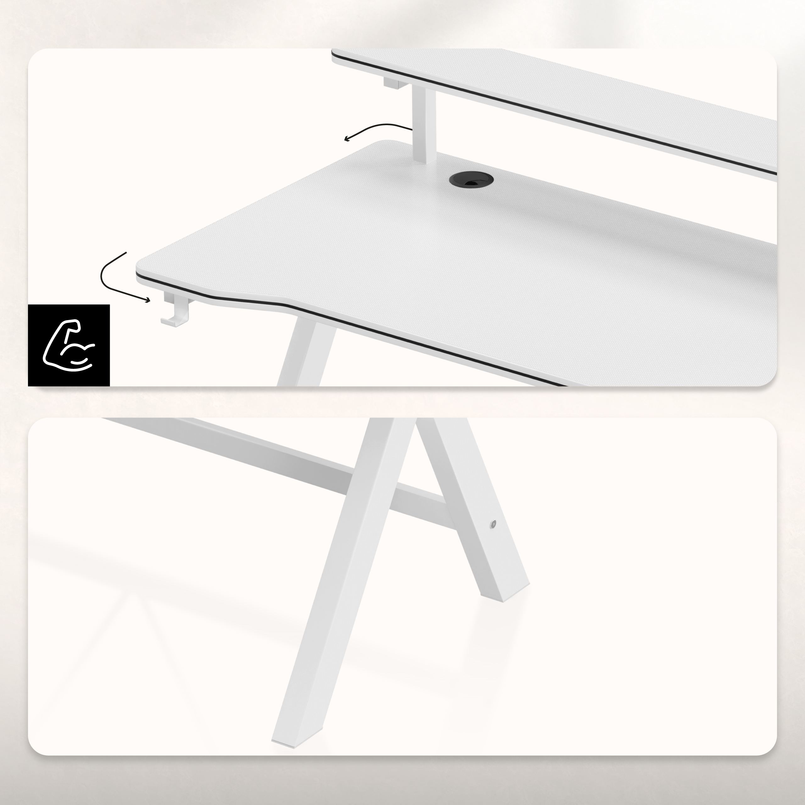 Motorized height adjustment on the Mark Adler Leader 7.0 White desk