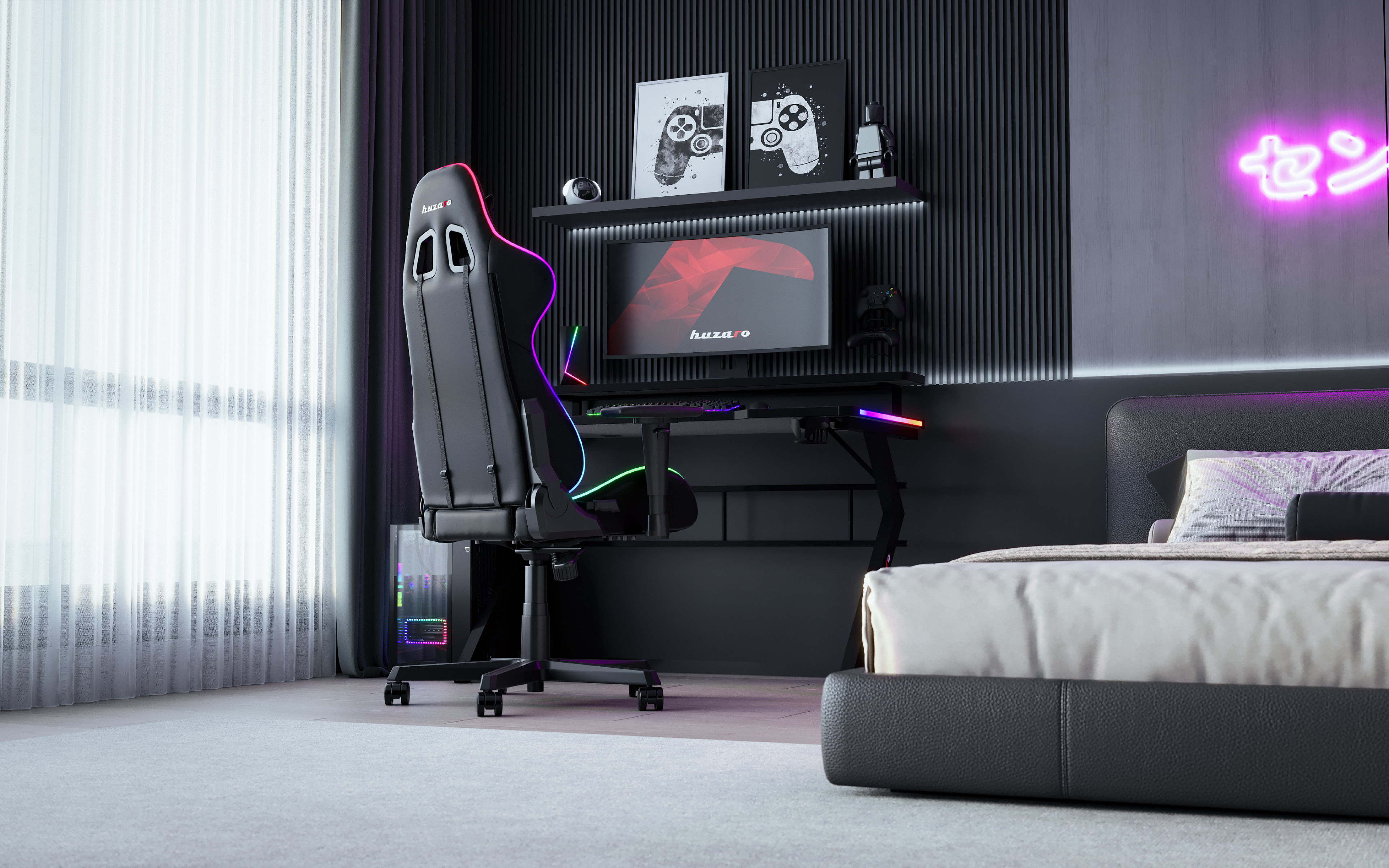 Zbliżenie na detale biurka Hero 5.0 RGB