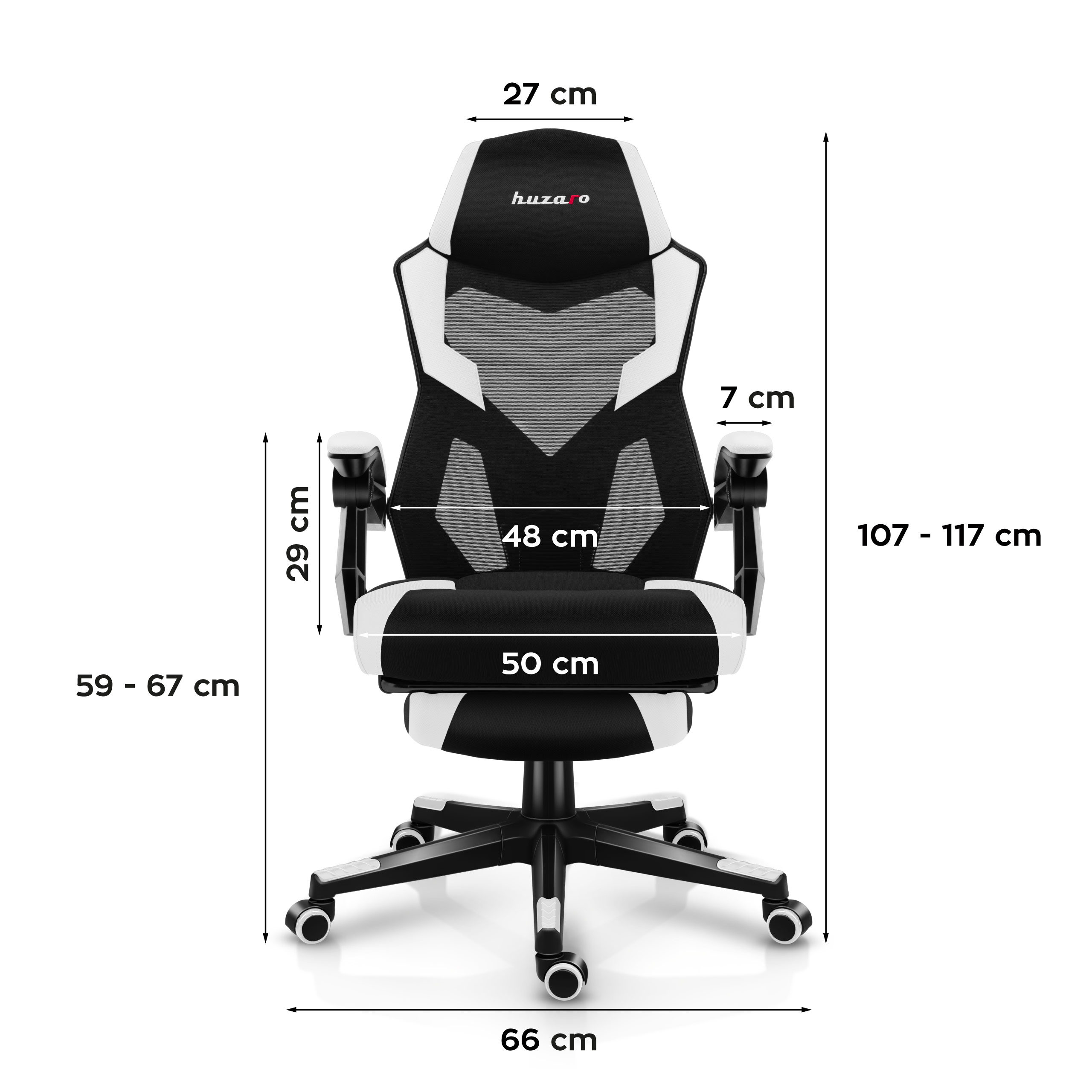 Dimensions of the Huzaro Force 7.6 Grey chair