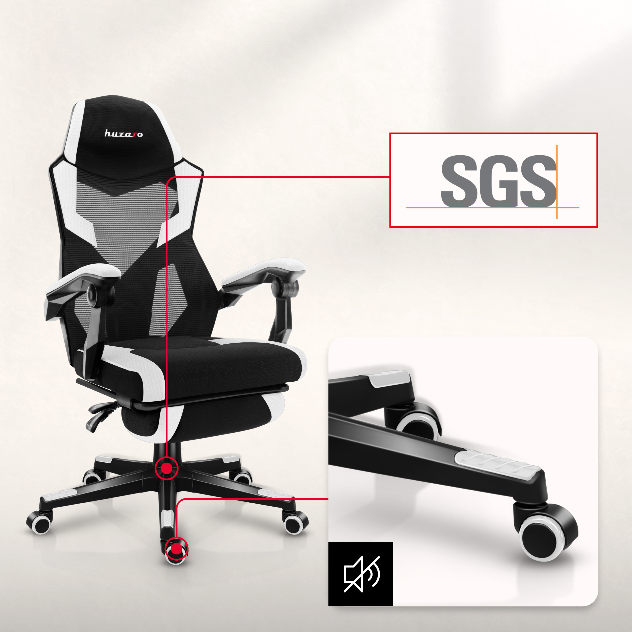 Wheels of the Huzaro Force 7.6 grey chair