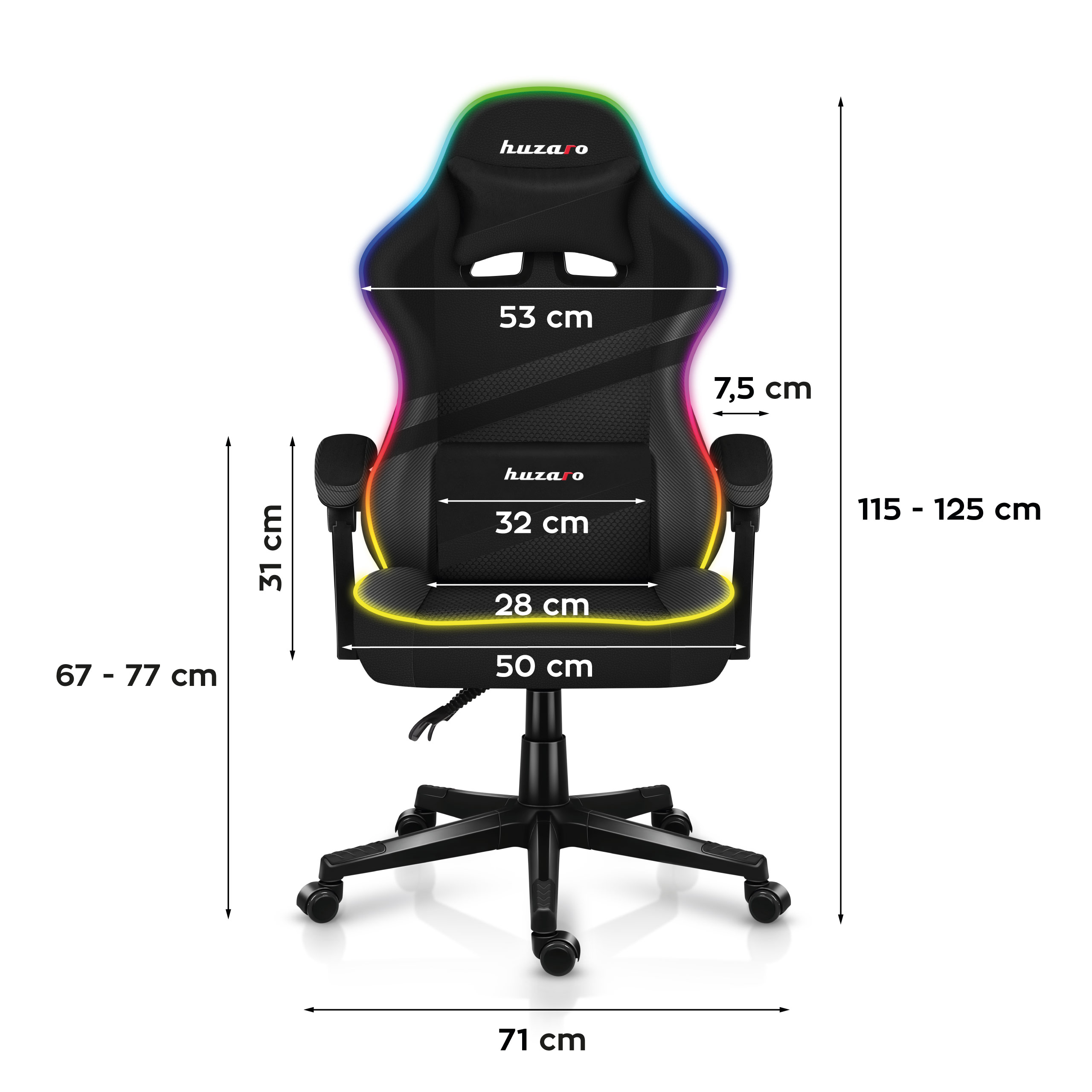 Dimensions of Huzaro Force 4.4 RGB Mesh Chair